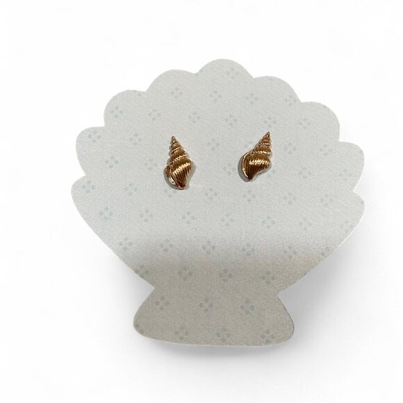 Conch Shell Stud Earrings - Gold - Picture 2 of 2